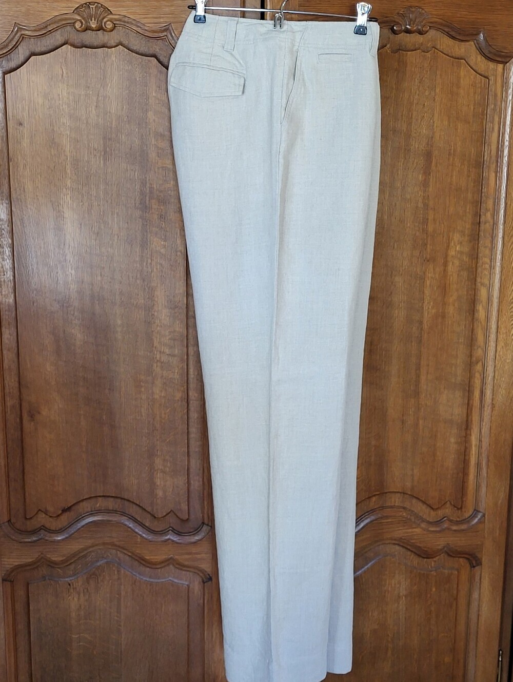 Eddie Bauer Natural Linen Pants Flat Front Size 18 Tall